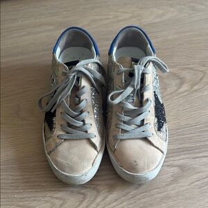 Golden Goose Beige and Black Glitter Sneakers size 36